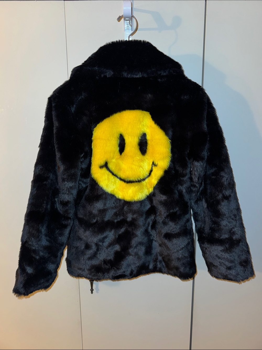 dELiA*s Smiley Face Faux Fur Zip Jacket